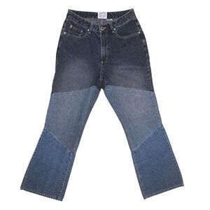 Like new! Patchwork colorblock blue jeans, 100% cotton, size 8. 30 waist size.